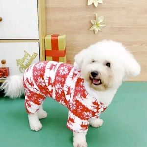 Elk red and white Christmas pj for dogs. Size L